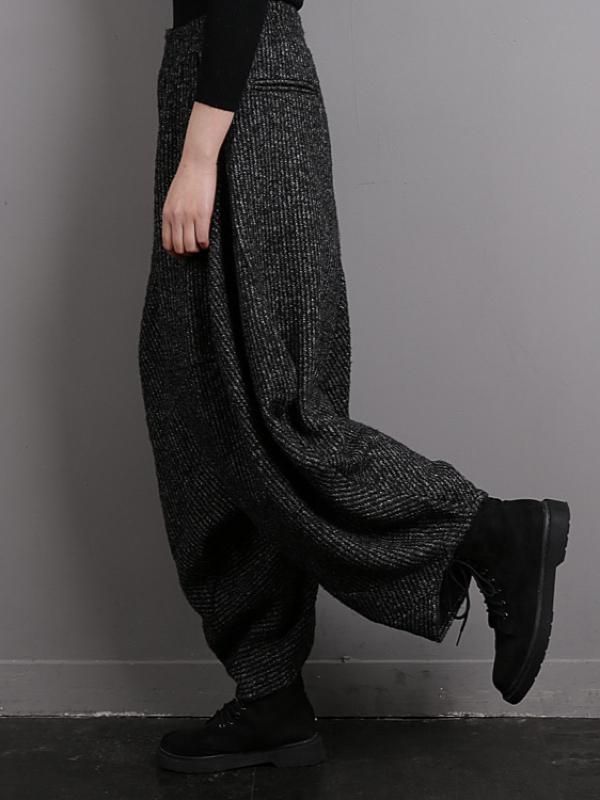 Vintage Knitted Thickening Asymmetric Lantern Wide Leg Pants