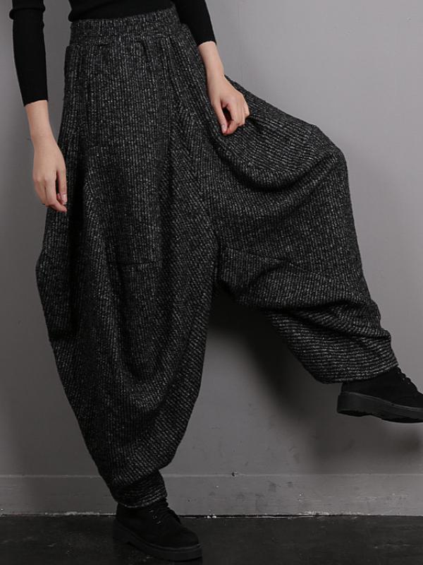 Vintage Knitted Thickening Asymmetric Lantern Wide Leg Pants