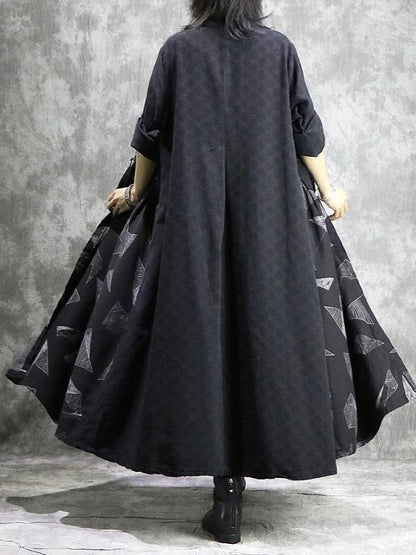 Original Geometry Printed Split-joint Maxi Dress