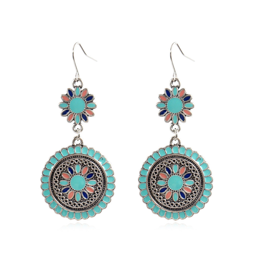 8111655 earrings round flower drop earrings wholesale