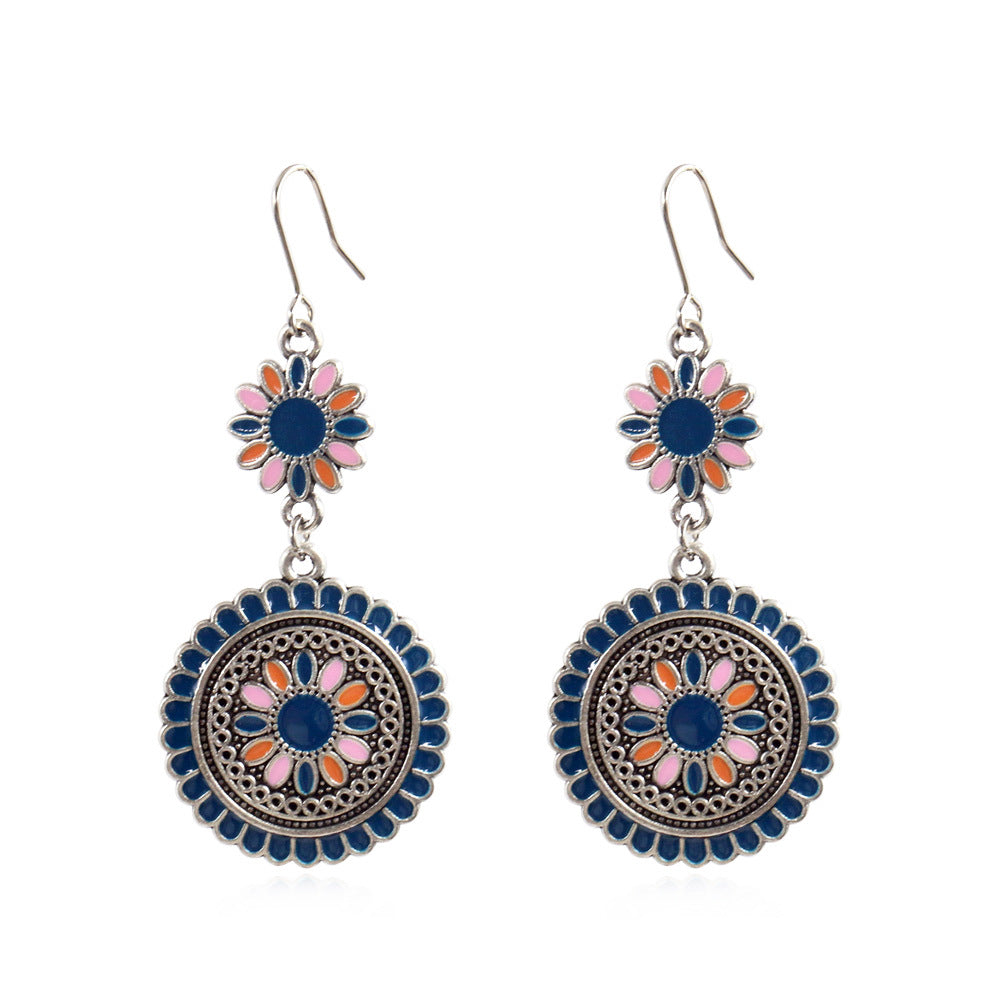 8111655 earrings round flower drop earrings wholesale