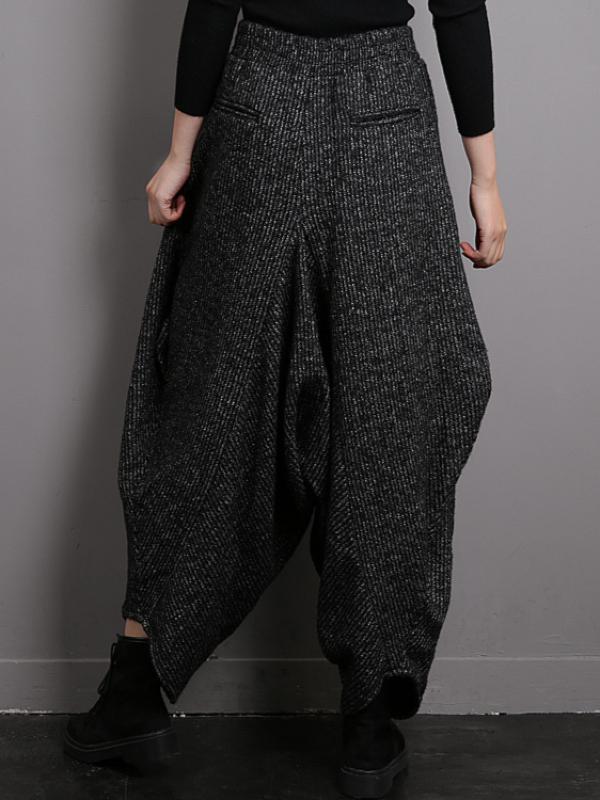 Vintage Knitted Thickening Asymmetric Lantern Wide Leg Pants