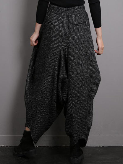 Vintage Knitted Thickening Asymmetric Lantern Wide Leg Pants