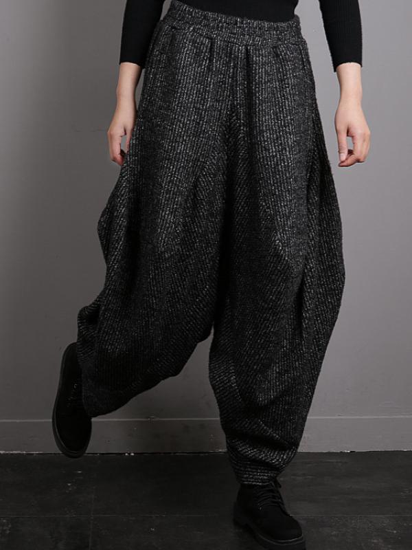 Vintage Knitted Thickening Asymmetric Lantern Wide Leg Pants