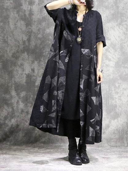 Original Geometry Printed Split-joint Maxi Dress