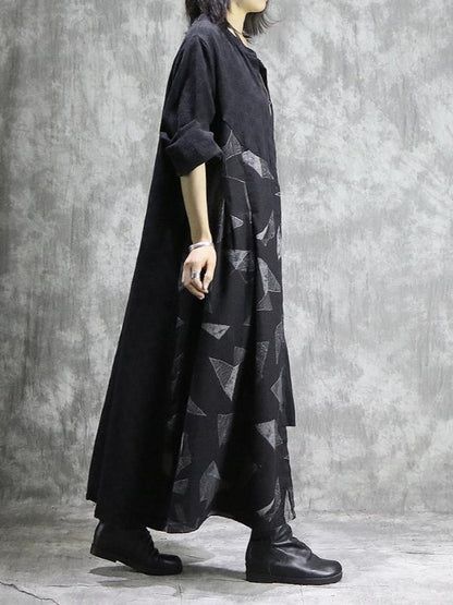 Original Geometry Printed Split-joint Maxi Dress