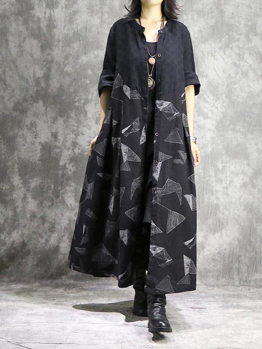 Original Geometry Printed Split-joint Maxi Dress