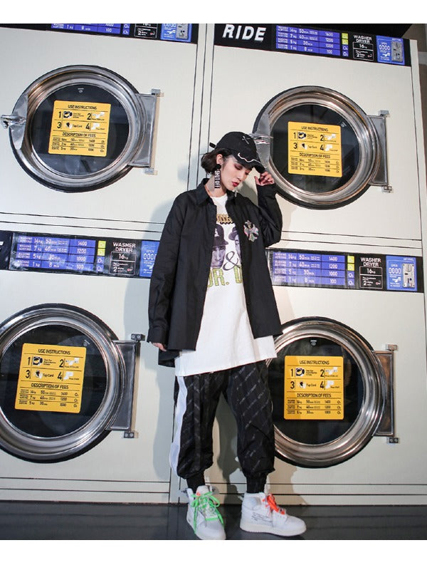 Loose Embroidered Sequined Cropped Shirt