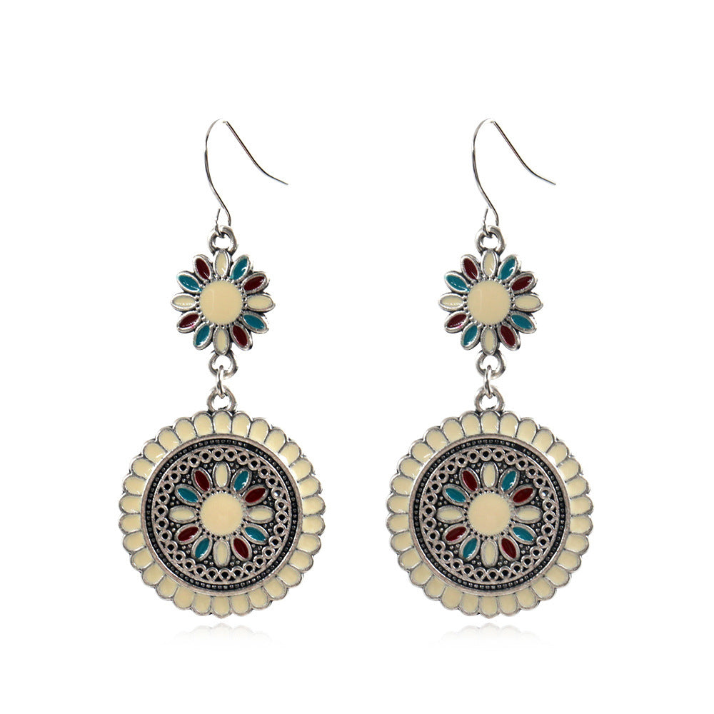 8111655 earrings round flower drop earrings wholesale