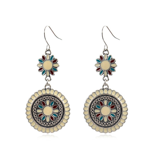 8111655 earrings round flower drop earrings wholesale