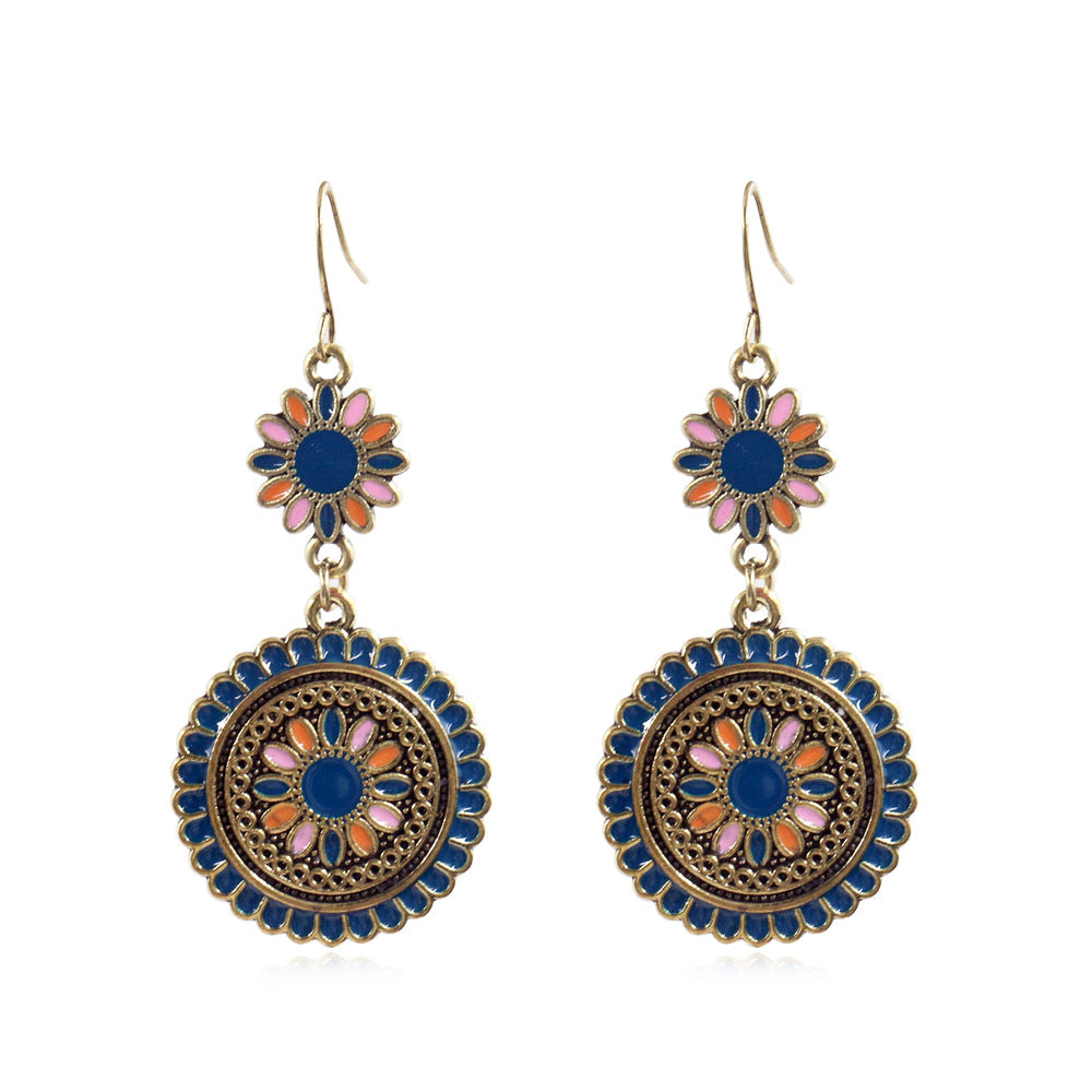8111655 earrings round flower drop earrings wholesale