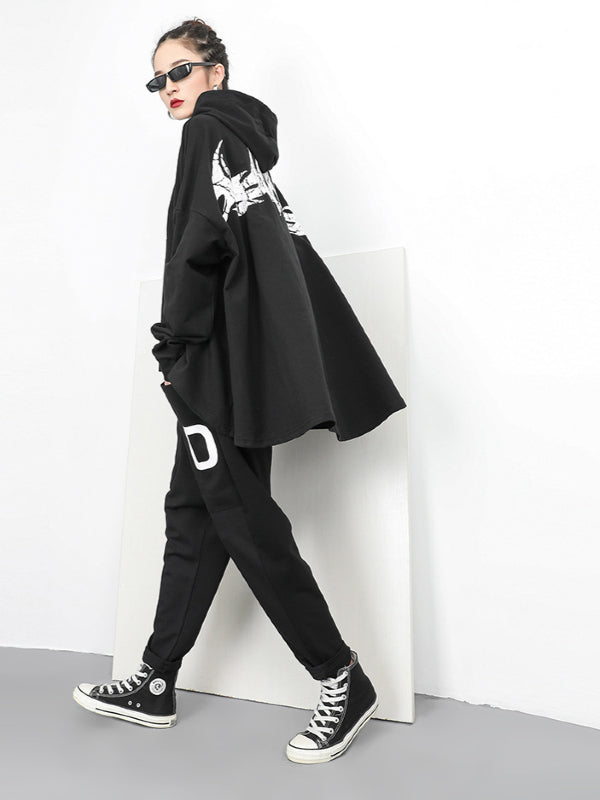 Casual Black Cropped Hoodies