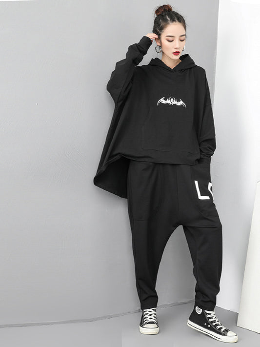 Casual Black Cropped Hoodies