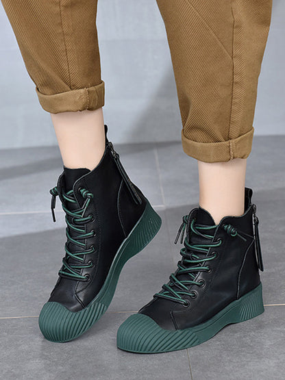 Vintage Cow Leather Zipper Martin Boots