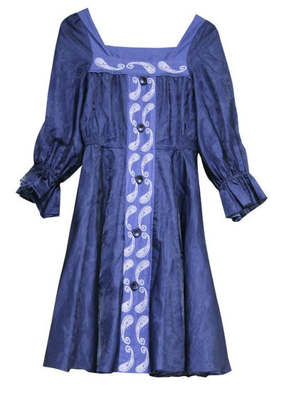 Vintage Split-joint Embroidered Denim Dress