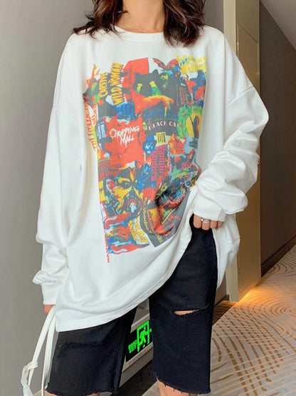 Loose Colorful Painting Graffiti Sweatshirt