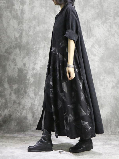 Original Geometry Printed Split-joint Maxi Dress