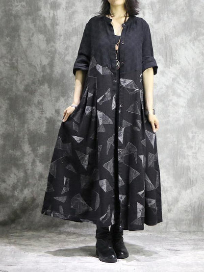 Original Geometry Printed Split-joint Maxi Dress