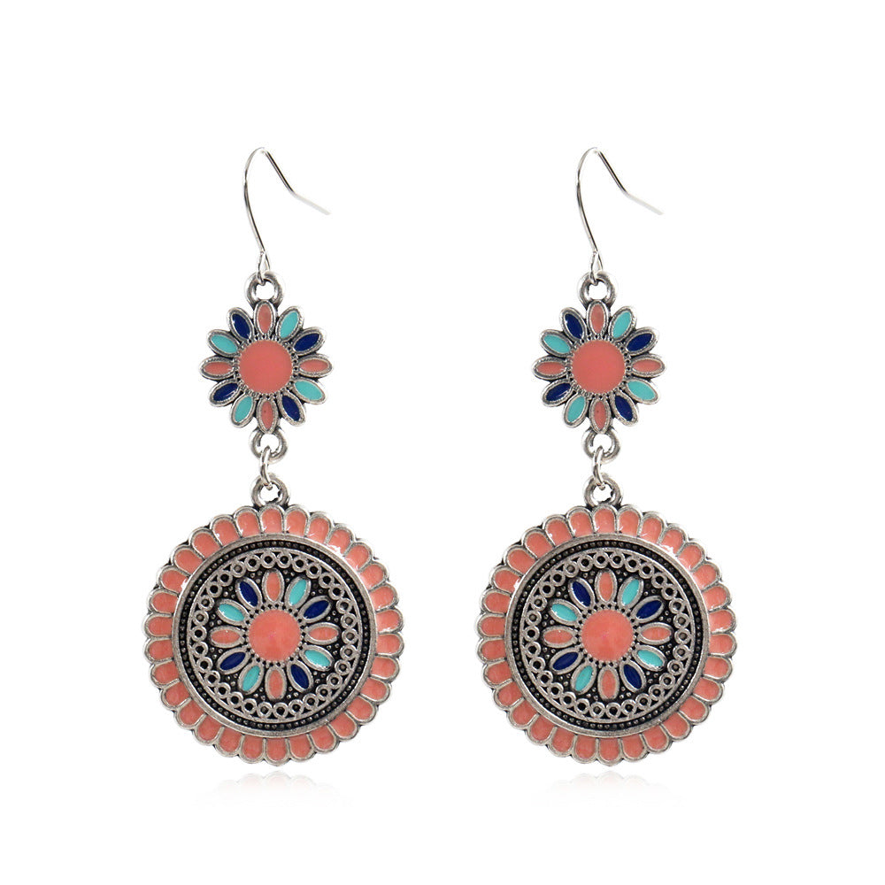 8111655 earrings round flower drop earrings wholesale
