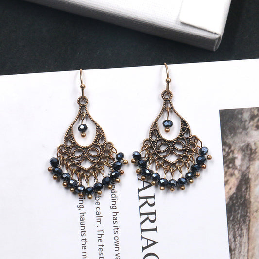 Tassel vintage crystal earrings