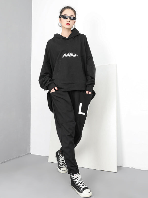 Casual Black Cropped Hoodies