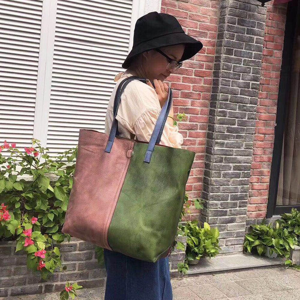 Real leather bag portable messenger bag cowhide retro women's bag