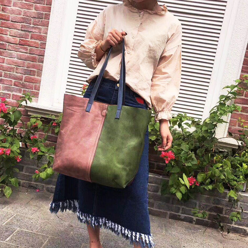 Real leather bag portable messenger bag cowhide retro women's bag