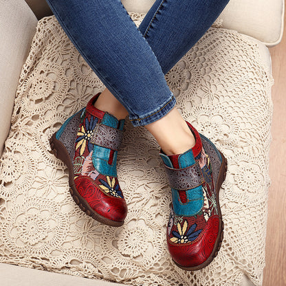 Outdoor Leisure Ladies'Leather Stitching Super Comfortable Flat Bottom Women's Boots
