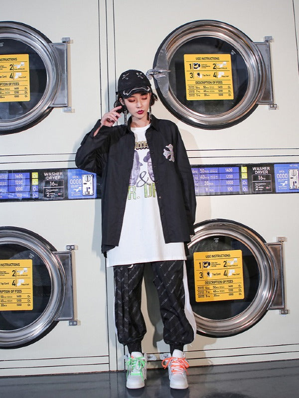 Loose Embroidered Sequined Cropped Shirt