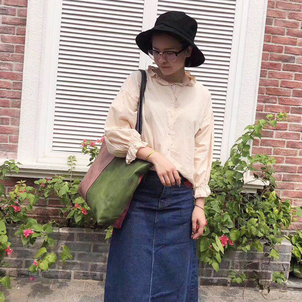 Real leather bag portable messenger bag cowhide retro women's bag