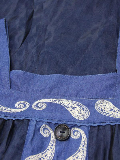 Vintage Split-joint Embroidered Denim Dress