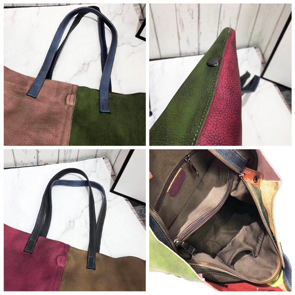 Real leather bag portable messenger bag cowhide retro women's bag