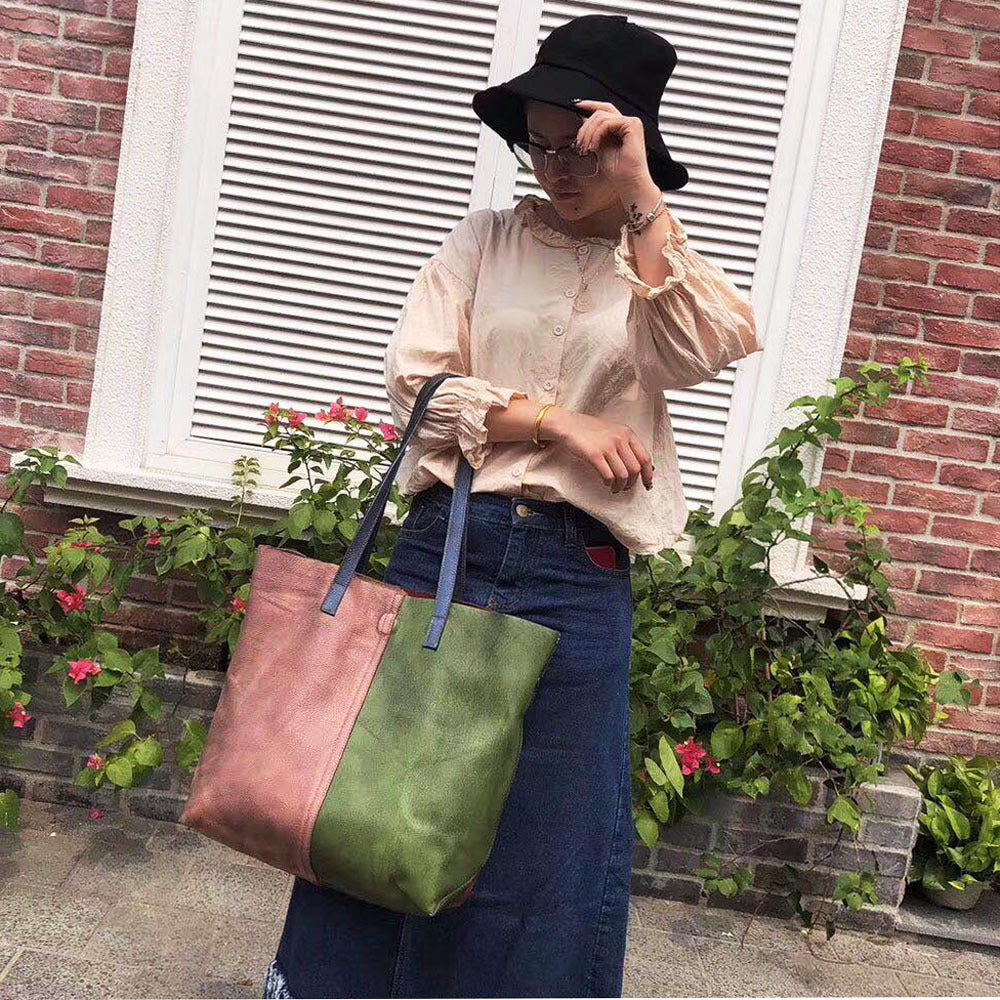 Real leather bag portable messenger bag cowhide retro women's bag