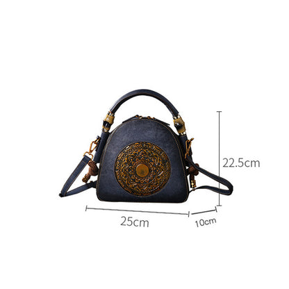 WOMEN GENUINE LEATHER VINTAGE TOTEM DESIGNER HANDBAG SHOULDER BAG
