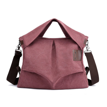 Canvas bag women's bag 2019 new fashion pleated women's bag large capacity portable women's bag leisure single shoulder diagonal bag