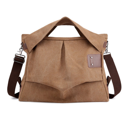 Canvas bag women's bag 2019 new fashion pleated women's bag large capacity portable women's bag leisure single shoulder diagonal bag
