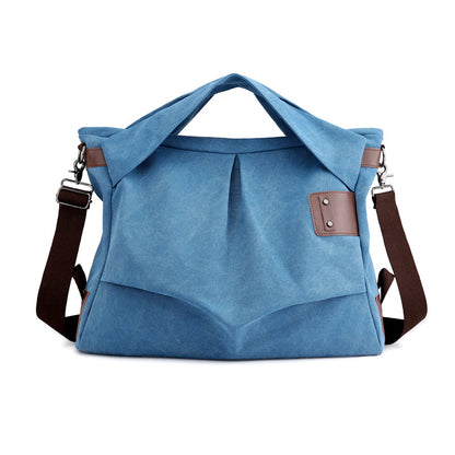 Canvas bag women's bag 2019 new fashion pleated women's bag large capacity portable women's bag leisure single shoulder diagonal bag