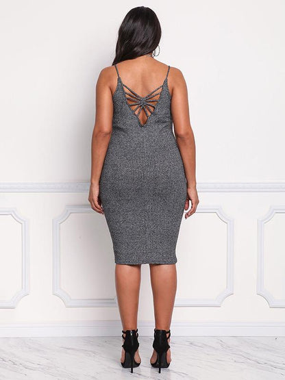 Stylish Slim Plus Size Mini Dress