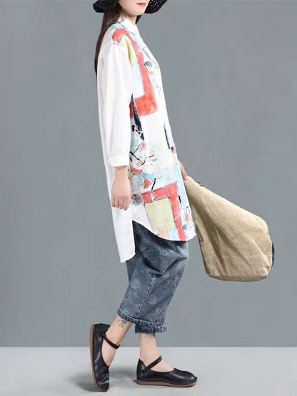 VINTAGE FLORAL PRINTED CROPPED SHIRT