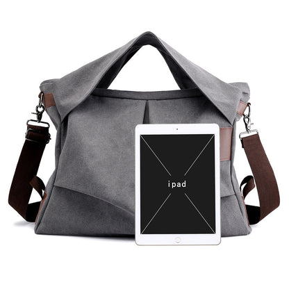 Canvas bag women's bag 2019 new fashion pleated women's bag large capacity portable women's bag leisure single shoulder diagonal bag