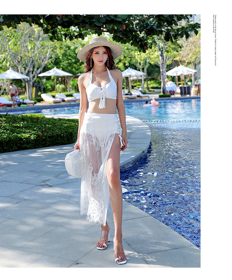 3-PIECE SEXY LACE COVER VEIL BEACH VACATION BIKINI SWIMSUIT