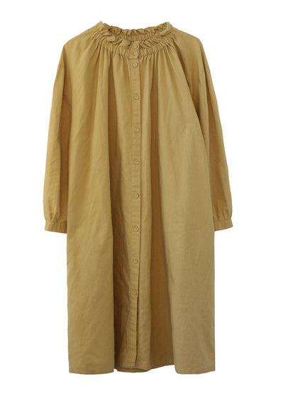 Loose Solid Special Neck Designed Shirt Dress