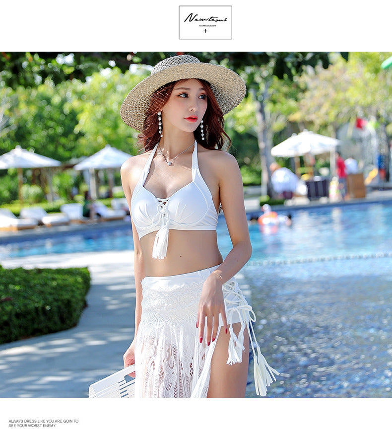 3-PIECE SEXY LACE COVER VEIL BEACH VACATION BIKINI SWIMSUIT