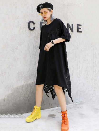 Loose Lacy Split-joint Mini Dress