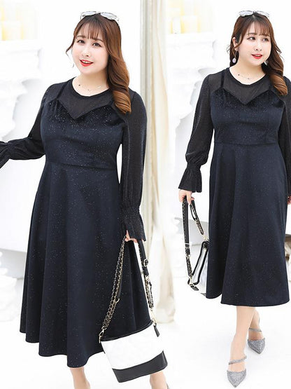 LOOSE CHUBBY GIRL FALSE-TWO ELEGANT LONG DRESS