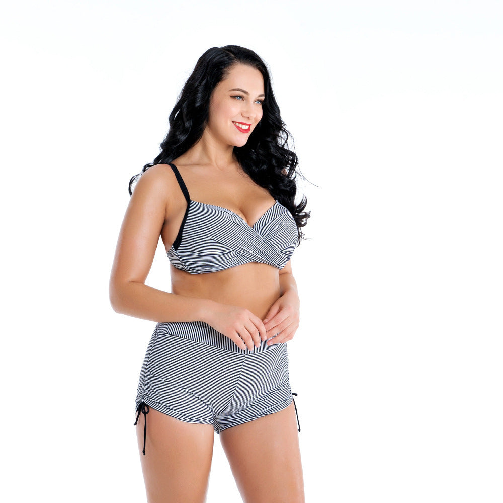 Fashion classic striped high waist BIKINIS SWIMWEAR