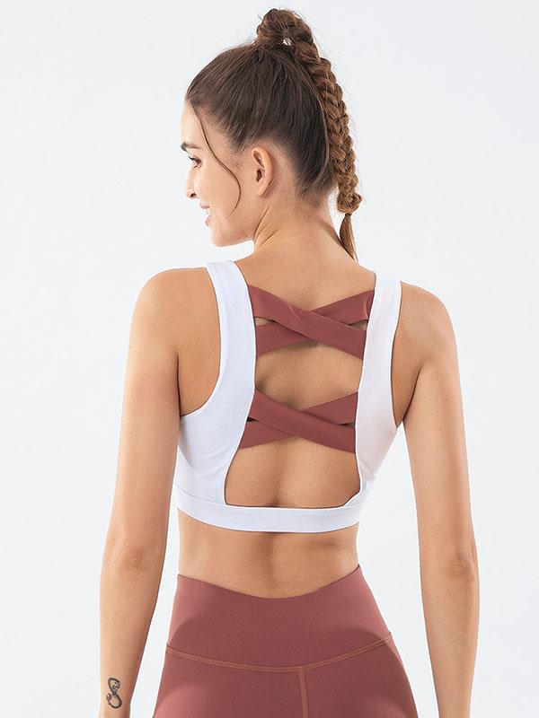 Fashion Sleeveless Contrast Color Yoga Sports Bra