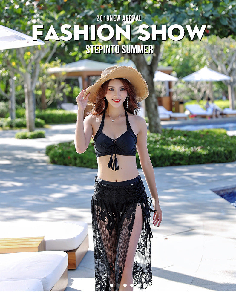 3-PIECE SEXY LACE COVER VEIL BEACH VACATION BIKINI SWIMSUIT