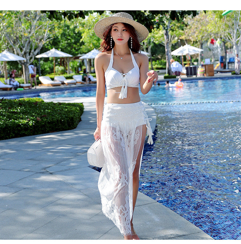 3-PIECE SEXY LACE COVER VEIL BEACH VACATION BIKINI SWIMSUIT