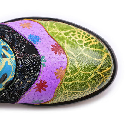 Splicing Genuine Leather Print Slipper Retro Sandals